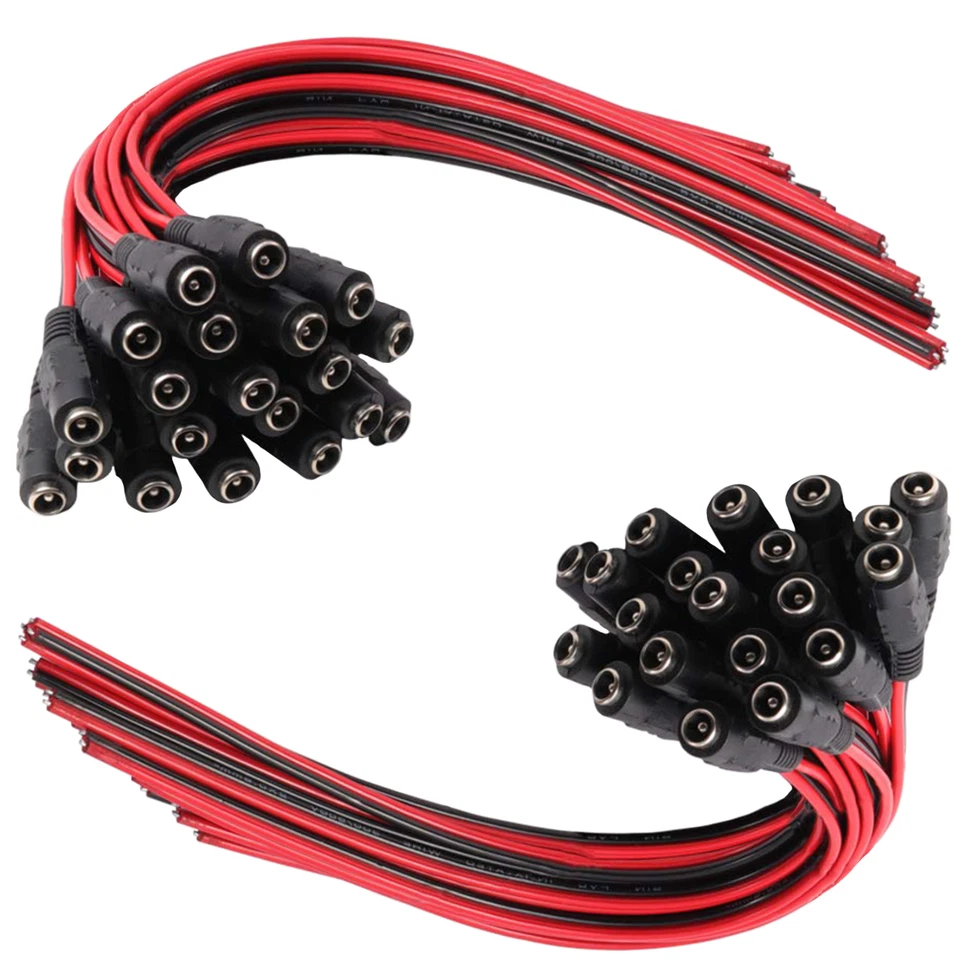 DC Power Pigtail Cable Plug 18AWG 2.1mm x 5.5mm 12V 5A Female Connector Pack Lot - Image 2 of 4