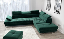 Corner sofa bed  __GALA 276*225  -  fabric GREEN water repellent ___MODEL 2024 !