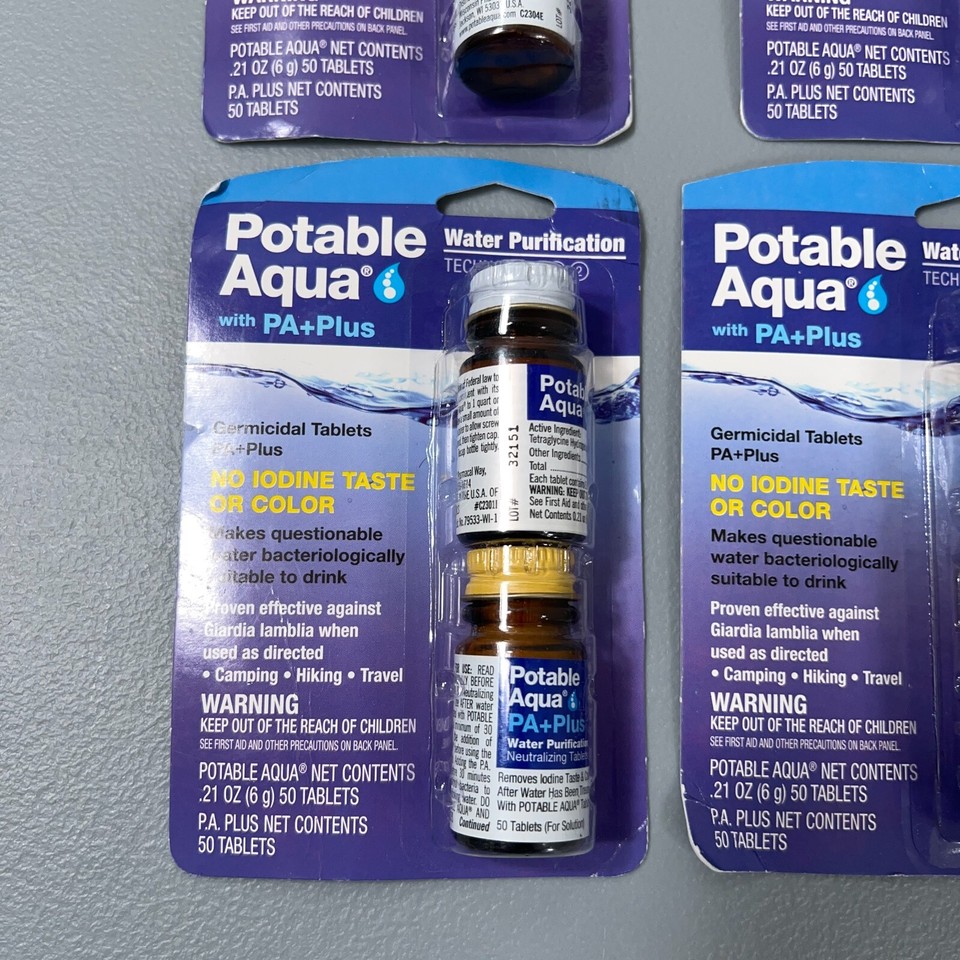 Potable Aqua Iodine Germicidal Water Purification Tablets w/ PA+ Plus