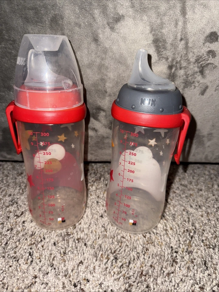 Juego de 2 vasos activos NUK Sesame Street ELMO 10 oz transición de botella a taza Foto 3 de 4