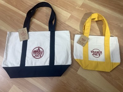 NEW - Trader Joe's Large + Mini Canvas Tote Bags (Set of 2)