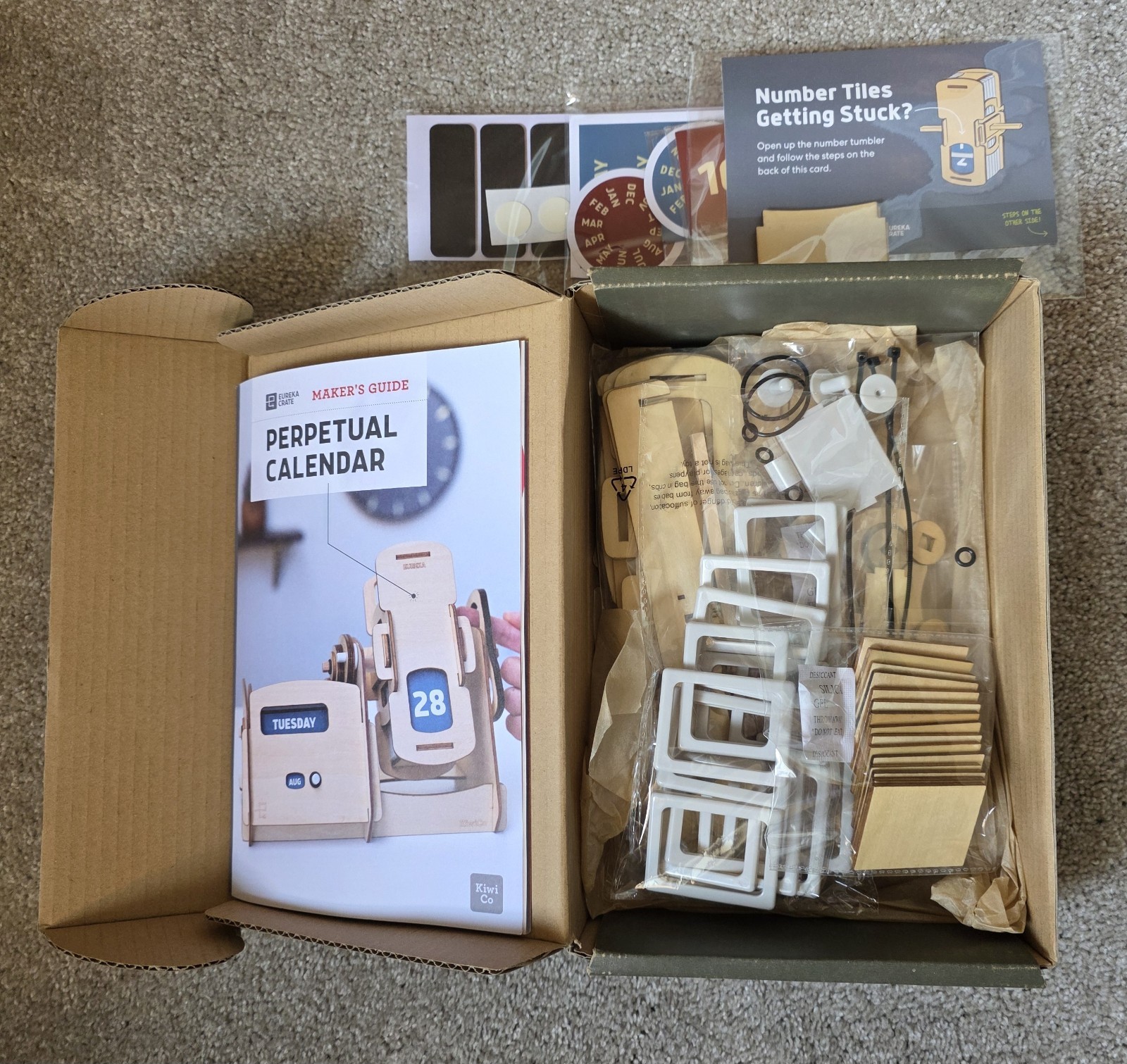 Kiwi Co Eureka Crate - Build Your Own Perpetual Calendar - Open Box, Bags Sealed