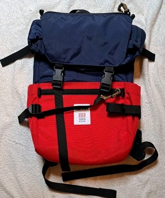 Topo Designs x Fat Tire Rover Pack Classic Red Blue Backpack Nylon
