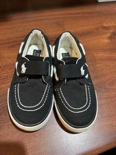 Polo By Ralph Lauren Toddler/Kids Hook And Loop Slip On Black Shoes Size 9