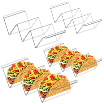 Acrylic Taco Holder Set of 4 Clear Taco Stand Tray, Modern Lucite Taco Plates...