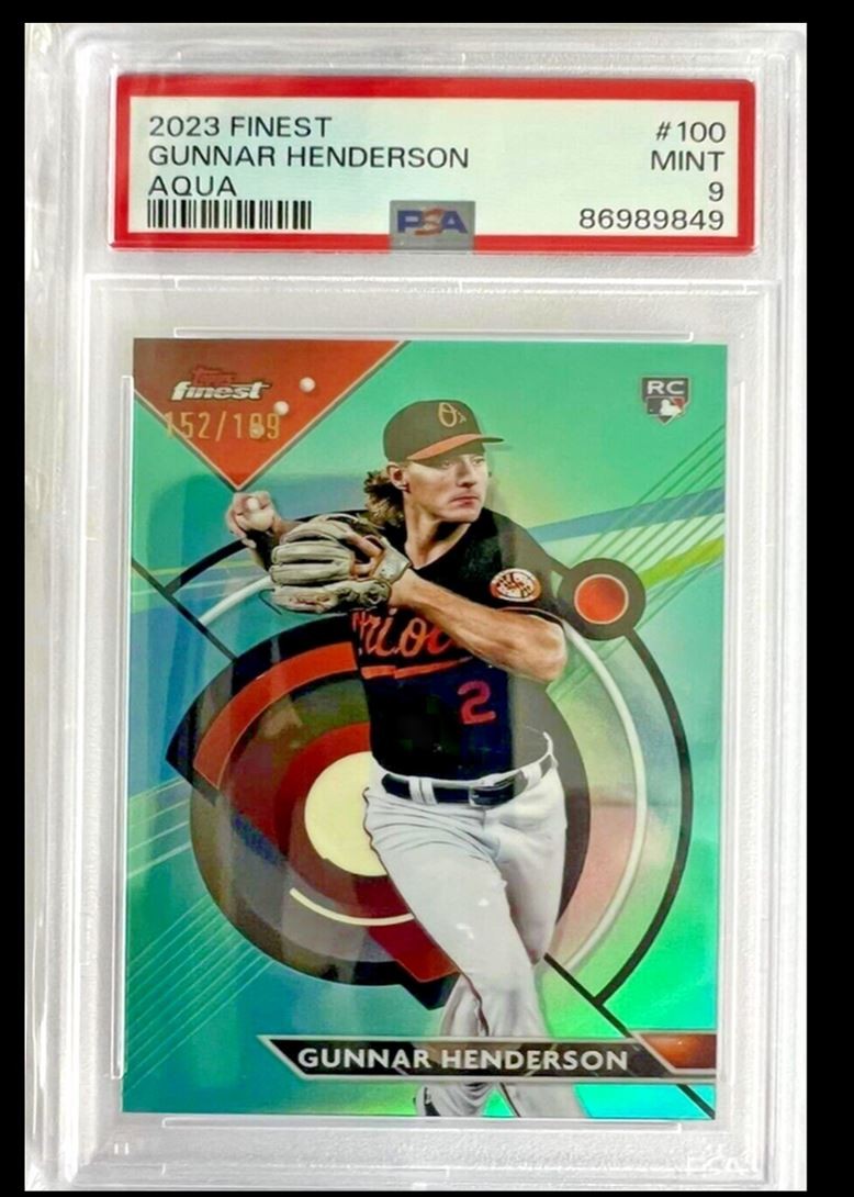 Gunnar Henderson 2023 Topps Finest Aqua Refractor 152/199 Graded #100 152/199