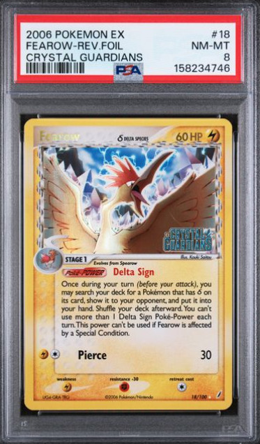 2006 Pokémon EX FEAROW Reverse Holo Foil Crystal Guardians #18 PSA 8 NM-MT POP43