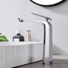 Tall Vessel Bathroom Faucets Chrome Silver Basin Mixer Tap Single Handle1 Hole,