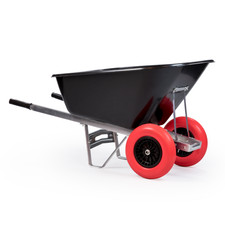 KCT BIG BLACK WHEELBARROW XL 200L TWIN WHEEL LARGE BUILDERS STABLE YARD BARROW