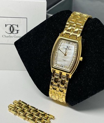 Charles Gerard ST-600GT Watch Pearl Dial Stainless Steel w/ Box