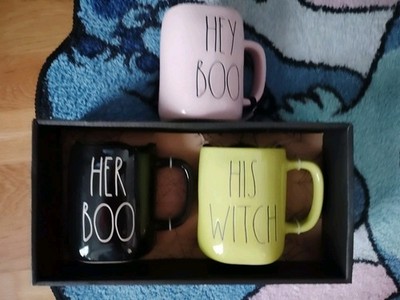 Rae Dunn Tassen Set Jumbo Halloween Geist Her Boo His Witch Hexe Becher Groß 