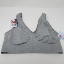 Hanes Get Cozy Seamless Wicking Pullover Wire-Free Bra Gray Size L New Tags