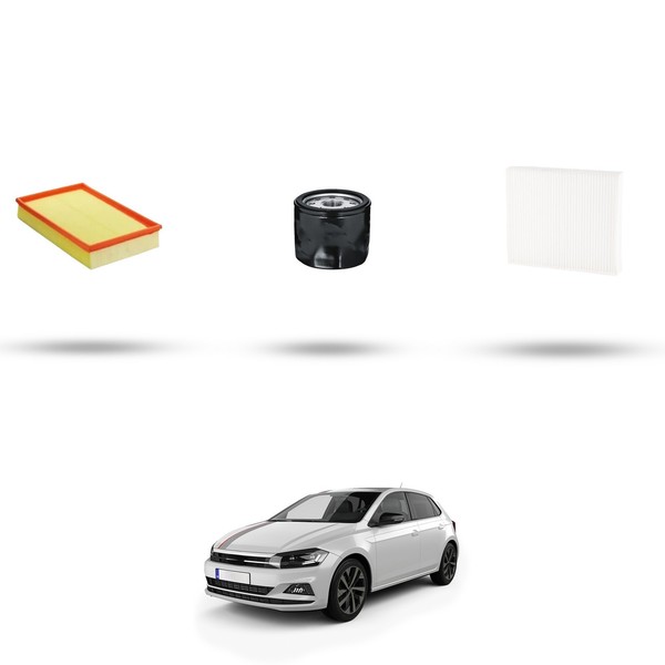 Hoffcar Wartungsset - 3 Filter FüR VW Polo VI (Aw) 1.0 MPI 48KW Ab 2018-image