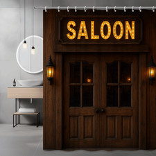 Rustic Saloon Style Shower Curtain - Vintage Farmhouse Decor