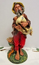 Fontanini Italy Paper Mache Old Man Flute & Bagpipe Nativity 12" Scale Figurine