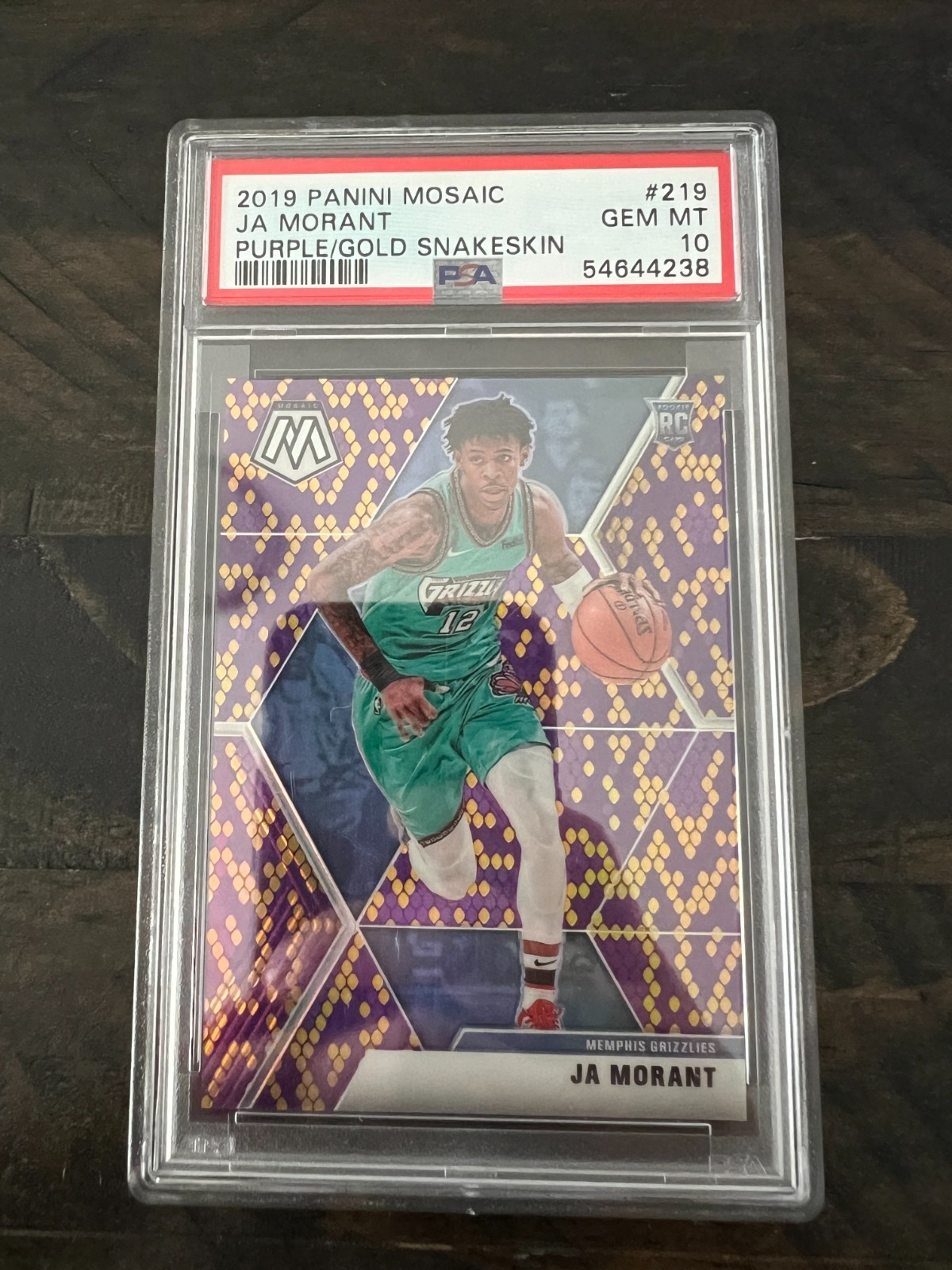 2019 Panini Mosaic Ja Morant Purple Snake Skin SSP RC /20 PSA10!