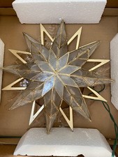 Balsam Hill 10&rdquo; Lighted Double SIDE STARBURST Natural Capiz Gold Tree Topper