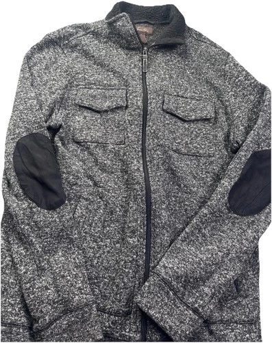 Tasso Elba Full Zip Fleece Lined Knit Jacket Elbow Patches Men's M video thumbnail