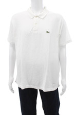 Lacoste Mens Short Sleeve Knit Logo Collared Polo Shirt White Cotton Size 3XL