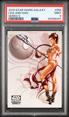 2010 STAR WARS GALAXY SER 5 #558 LEIA AND HAN PSA 9