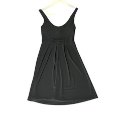 Body Central Womens Small Little Black Dress  Pleated With Bow Stretchy Mini