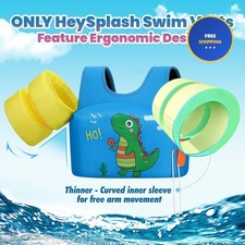 HeySplash Swim Vest for Kids, Toddler Pool Floaties Fit 22-30-40-50-60-66 Lbs,