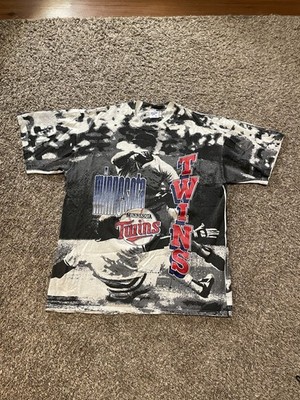 1991 Minnesota Twins All Over Prob AOP Single Stitch T Shirt Size XL Vintage