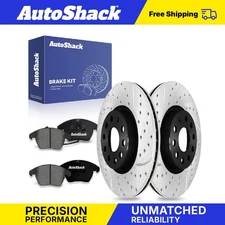 Front Drilled Slotted Brake Rotors Premium Ceramic Pads for VW Jetta GTI