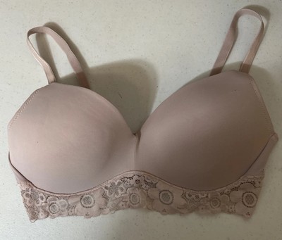 Blake & Co Bra Aqua Beige Lace Trim 38C Wireless Smooth T-shirt Cup Romantic