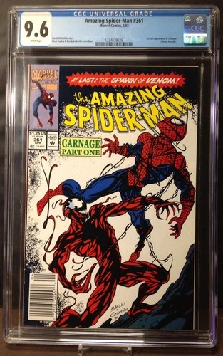 AMAZING SPIDER-MAN #361 NEWSSTAND CGC 9.6 - 1ST FULL APP OF CARNAGE 1992 MARVEL