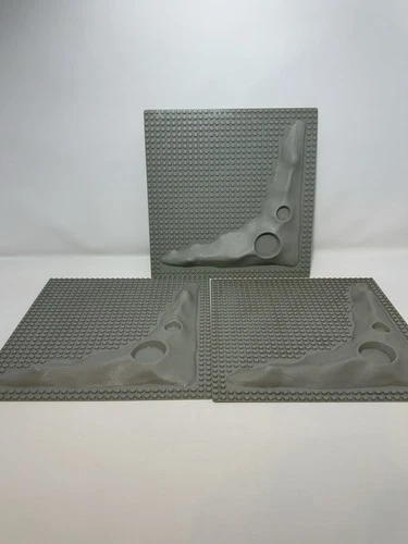 3 Vintage LEGO Light Gray Lunar Moon Space Crater Plate Baseplate Raised 32 x 32