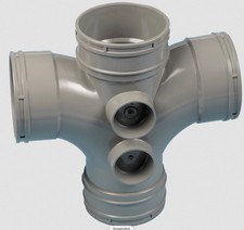 Polypipe Terrain 4" 110mm double branch solvent weld tee. 92 deg Grey 106.4.92G