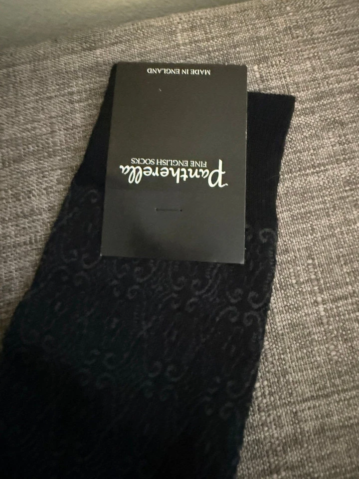 Новый с Ярлыками Pantherella черный мериносовой шерсти вручную связанный носок платье носок размер 8-11 - Изображение 3 из 4