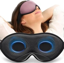Weighted Eye Mask for Sleeping, Blackout 3D Contoured Sleep Mask with Adjustabl 