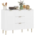 HOMCOM Sideboard Buffet Cabinet w/ 3 Drawers and Adjustable Shelves, White