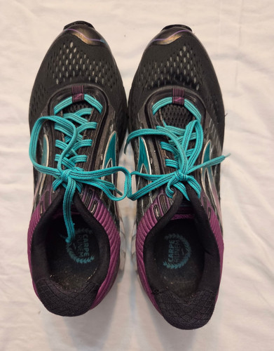 Brooks Ghost 6 Women’s Running Shoes Mesh Low Top Lace-Up Black Purple Teal