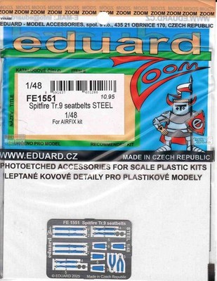 EDUFE1551 1:48 Eduard Color Zoom PE - Spitfire TR.9 Seatbelts (AFX kit)