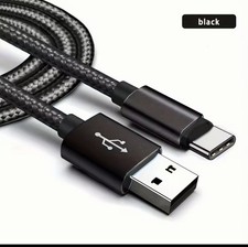 Black Aluminum Braided USB to USB-C Charging  Data Sync Cable Durable Nylon
