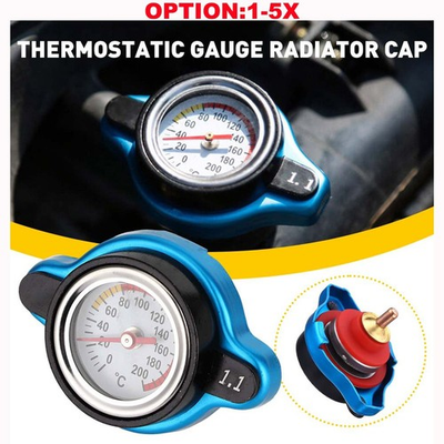 #ad #ad Car Thermostatic Gauge Radiator Cap Cover Small Head With Water Temp Meter Blue $62.99