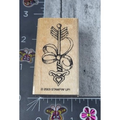 Stampin' Up! Cupid Arrow Heart Ribbon Love Valentines Rubber Stamp Wood #J36