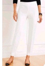 Talbots Chatham Ankle Pants 14 White Stretch Dress Trousers Slimming Office Work