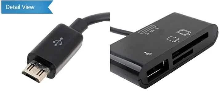 3in1 USB OTG Cable Card Reader for Samsung Galaxy S7 S6 S5 NOTE 5 4 3 OTG Phone - Image 3 of 4