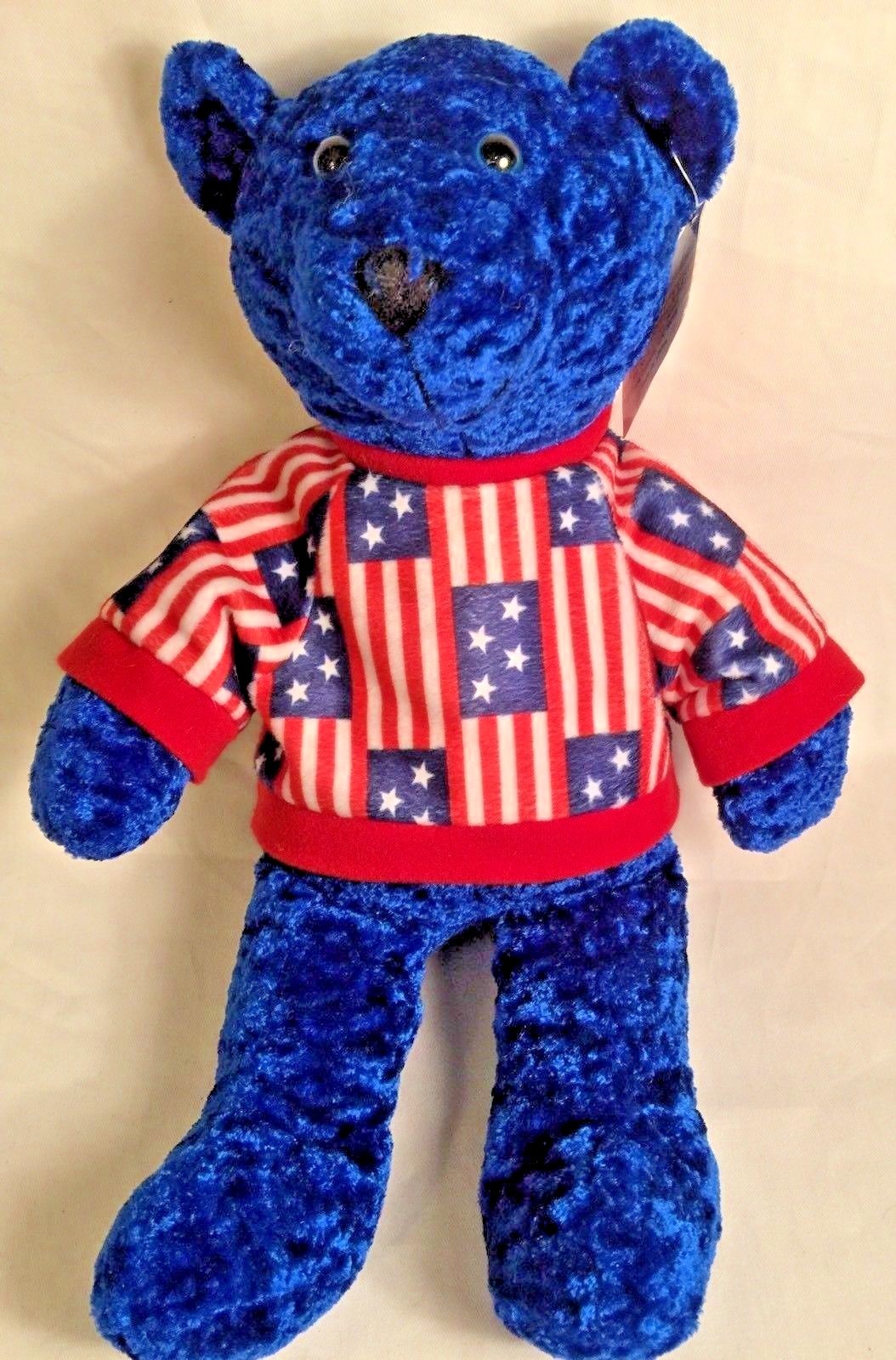 Plush Appeal Navy Blue Stuffed Teddy Bear Wearing Red White Blue