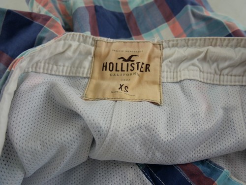 HOLLISTER Men's XS Blue Rust Plaid Mesh Lined Drawstring Bathing Swim Suit Trunk - Picture 4 of 4