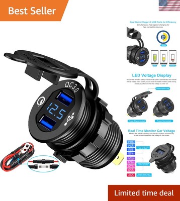 Quick Charge 3.0 Dual USB Charger Socket,Aluminum Power Outlet Fast Charge,wi...