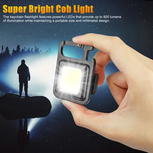 2x 800LM Mini COB Linterna LED Luz de Trabajo USB Recargable Antorcha Llavero Lámpara - Imagen 6 de 11