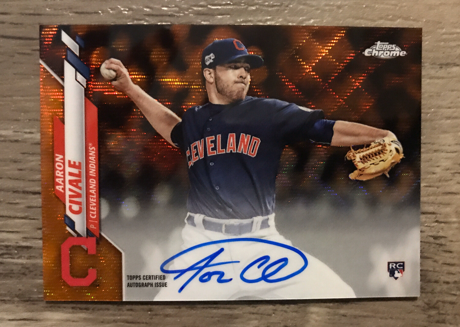 Aaron Civale  2020 Topps Chrome RC Orange Refractor Auto /25