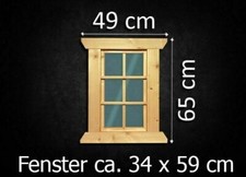 1 x  Fenster Holzfenster 34 x 59 cm mit abgeschrägter Blende Gartenhausfenster 