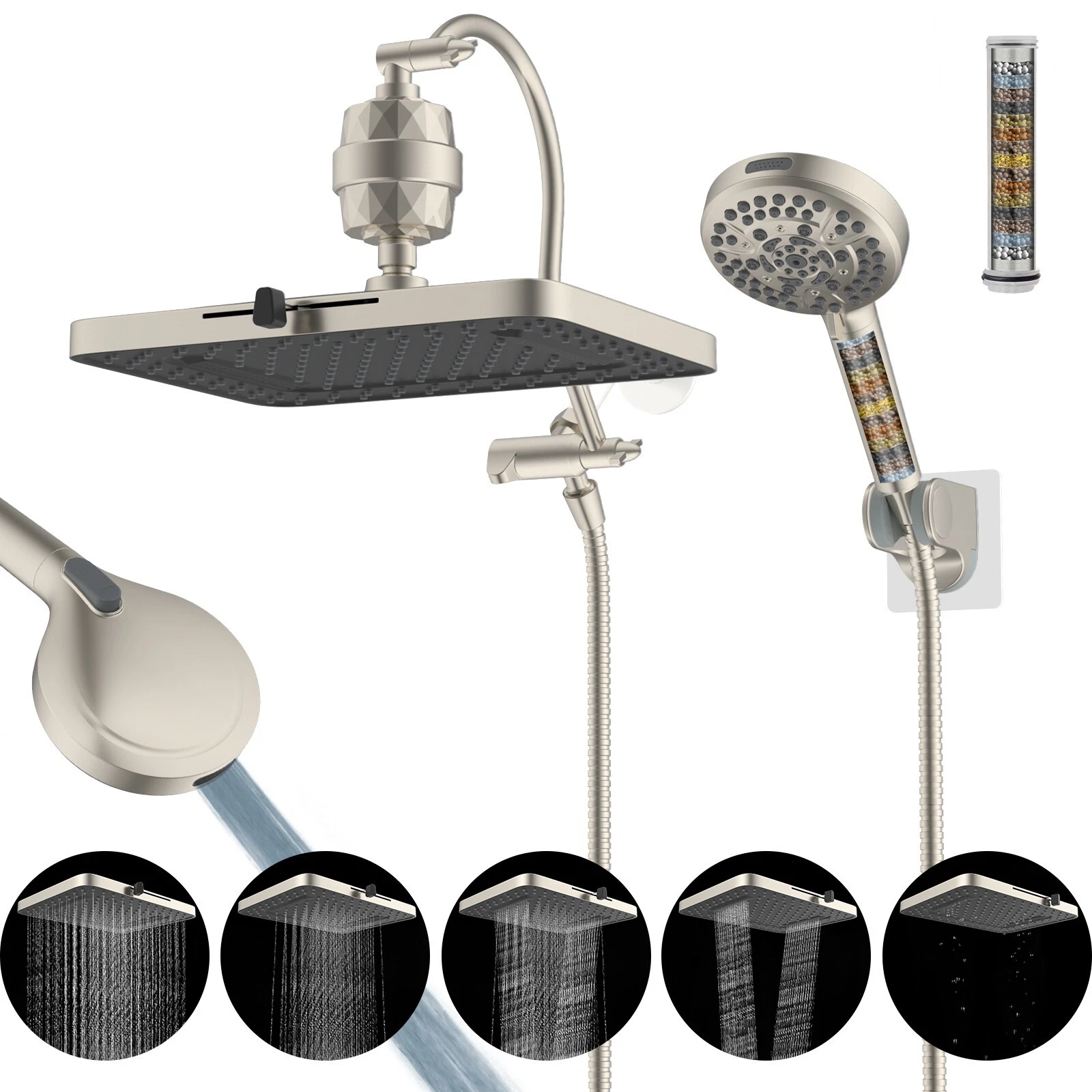 13'' filtered shower head Combo with Handheld Spray High Pressure Wall Mounted
Opens in a new window