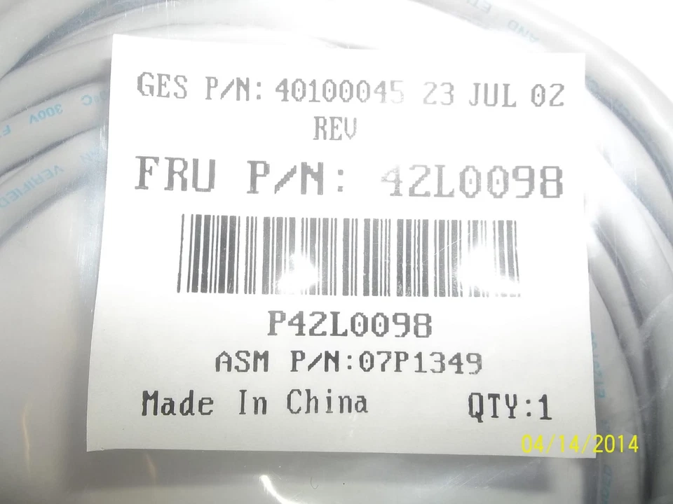 IBM CAT5 Patch Grey 4.3m Cable NEW 42L0098 - Image 2 of 2